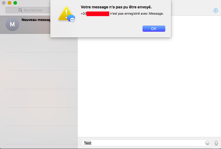 Numero_de_contact n'est pas enregistré avec iMessage Captur24