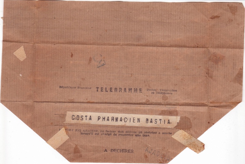 Télégramme pour la Corse en octobre 1943 Tylygr12