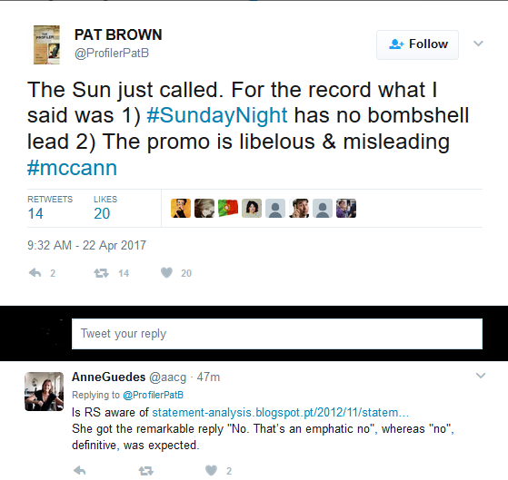 Pat Brown, U.S. Criminal Profiler, to appear on Australian TV show, 'Sunday Night', this Sunday (23 April 2017) - Page 3 Mccann13