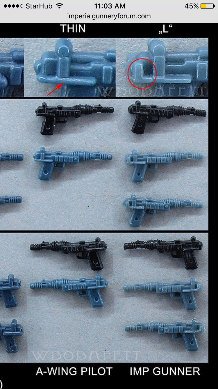 Different black endor blasters for awing pilot and imperial gunnery. Img_6316