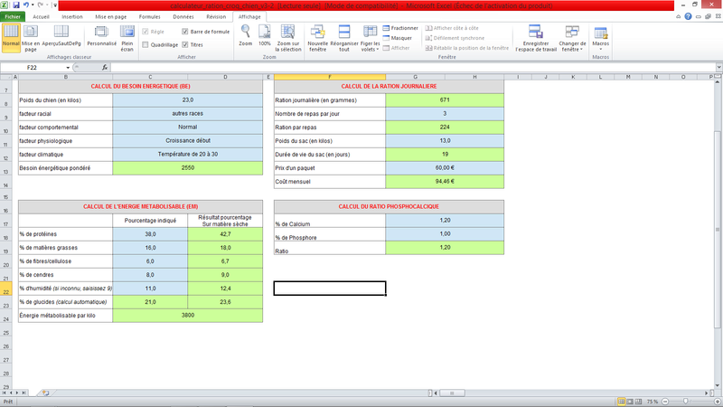 calculateur croquettes de Facebook  Valeur12