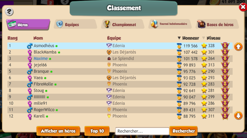 Max 3e du classement Max3e10