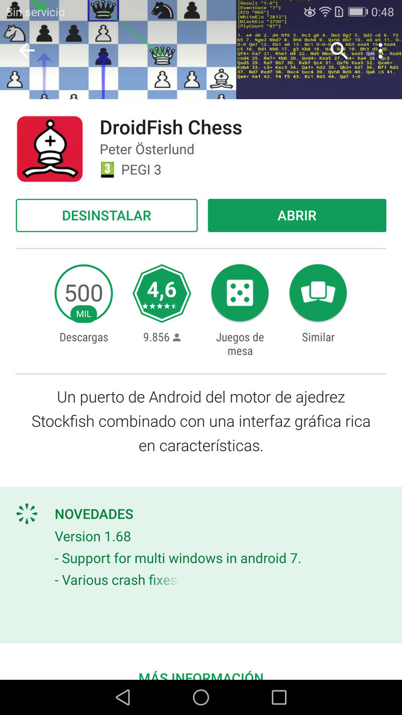 DroidFish 1.68 , ya disponible en Android !!!! Screen24