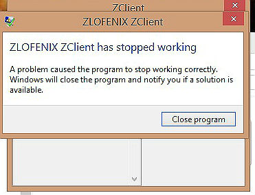 Zclient is crashing Error10