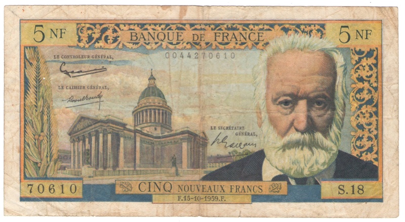 5 francos 1959 Victor Hugo Imagen10