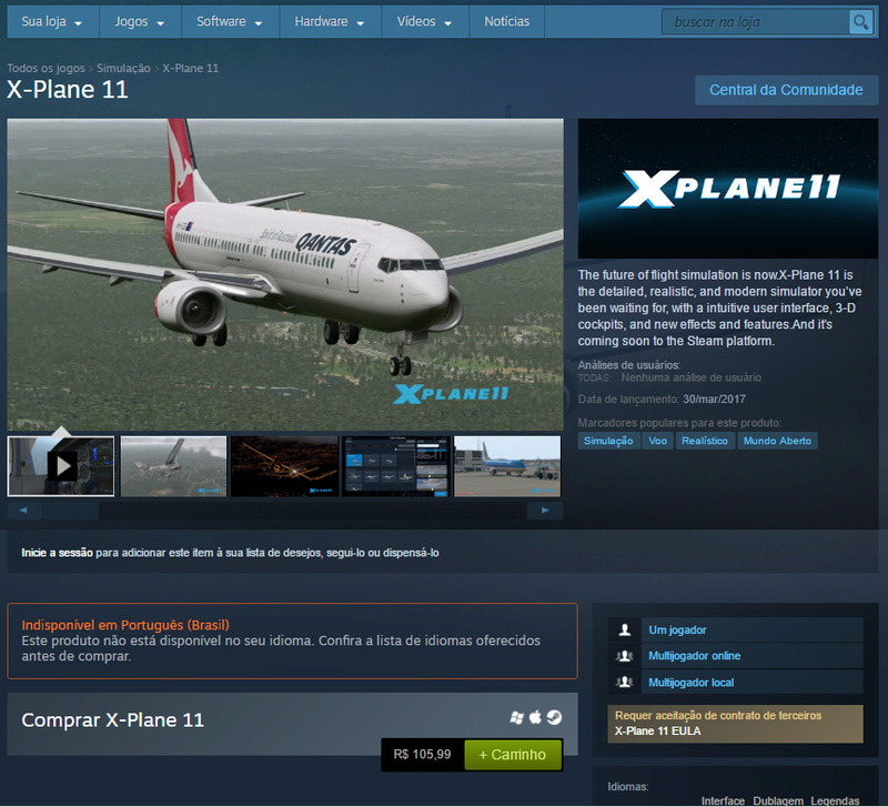 X-Plane 11 Steam Edition - R$105,99!!! Xp10