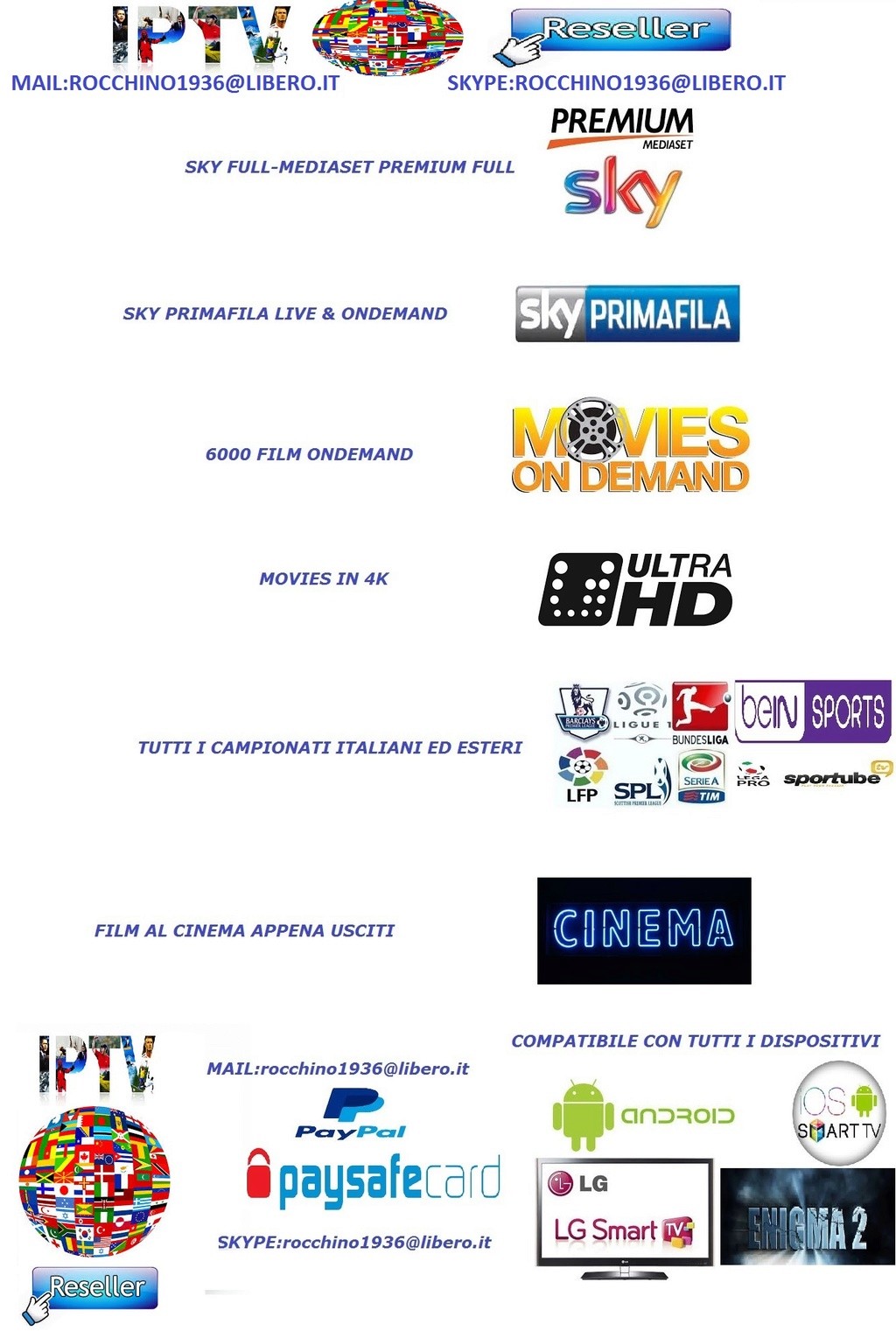 test - ---i.P.t.V.---HIGH QUALITY---2*SERVER*A*DISPOSIZIONE*PAYTV*FULL--HD/FHD/4K/SD ONDEMAND SKYFULL M7 PREMIUM FILM AL CINEMA ASSISTENZA 24/7 IPTV DI QUALITA' FAI SUBITO UN TEST GRATUITO MAIL:rocchino1936@libero.it SKYPE:rocchino1936@libero.it  Iptvwo11