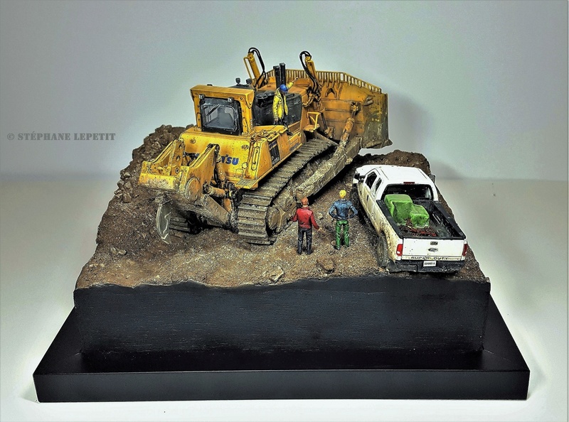 Diorama Bulldozer et pick-up 1/50 20170416