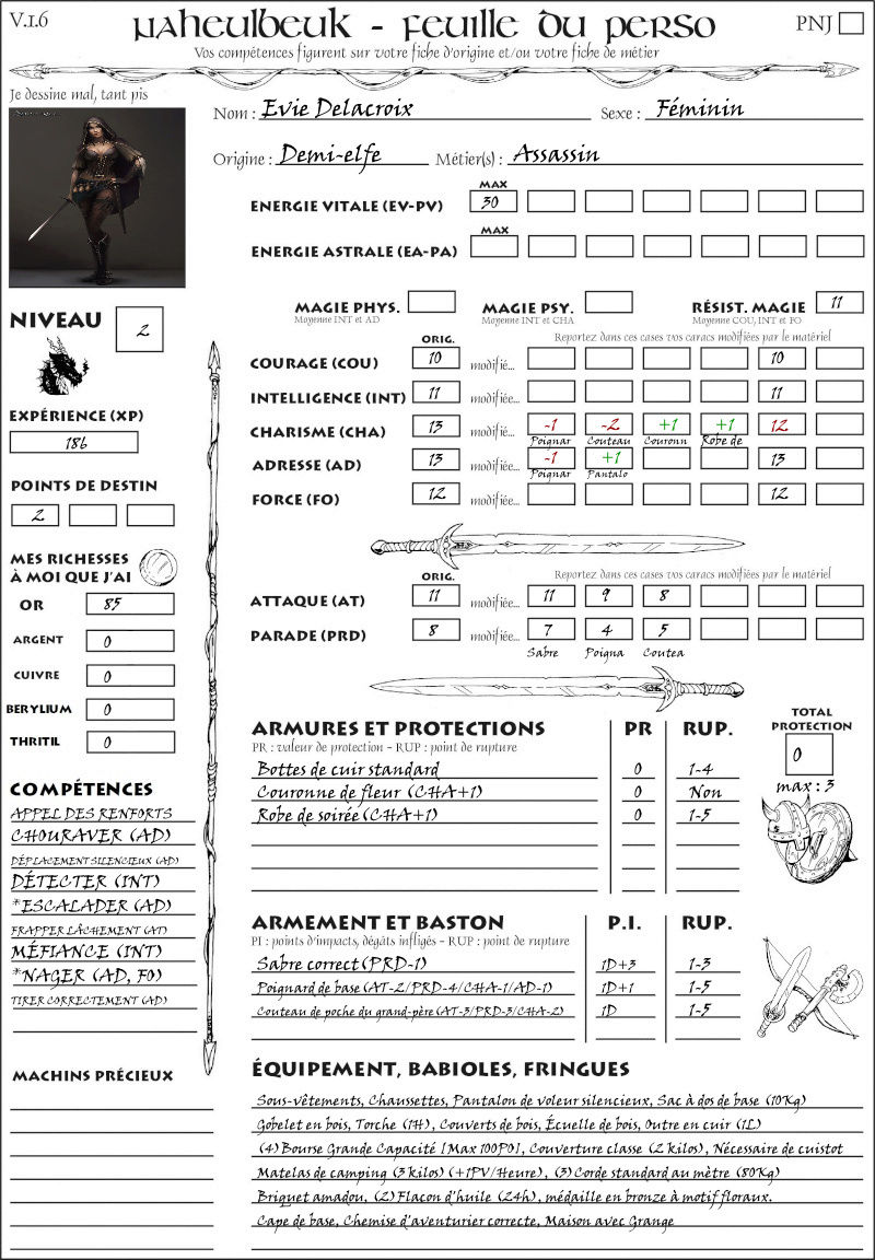 L'assassin Evie Delacroix Fichep18