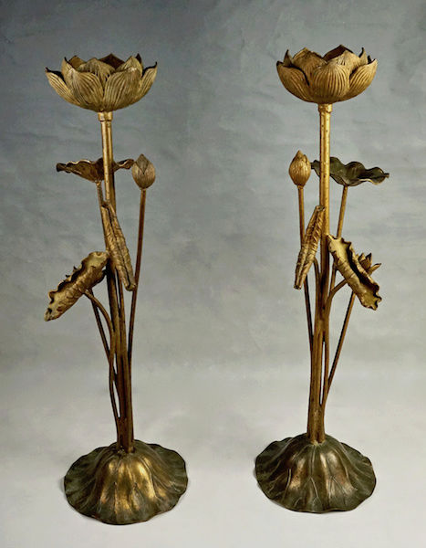 Pair of Large Gilt Metal Lotus Flower Lamp Bases? Lotus_20