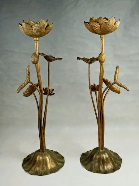 Pair of Large Gilt Metal Lotus Flower Lamp Bases? Lotus_21