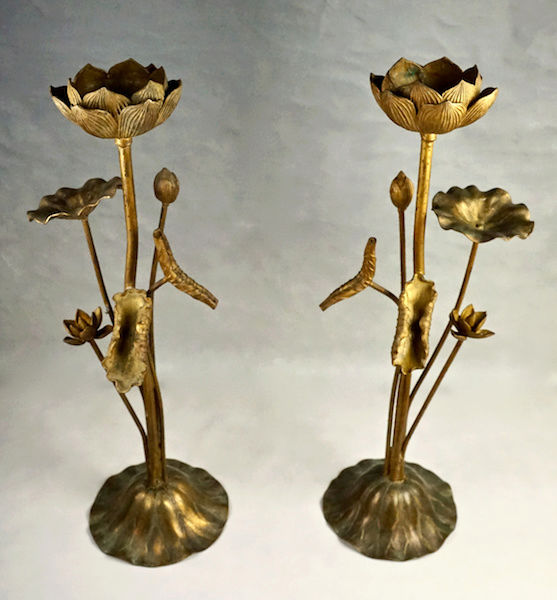 Pair of Large Gilt Metal Lotus Flower Lamp Bases? Lotus_22