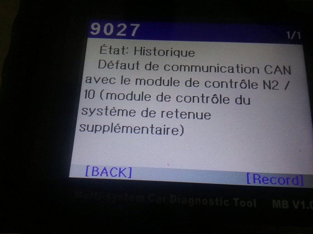 SRS allumé + message sur ODB 20200316