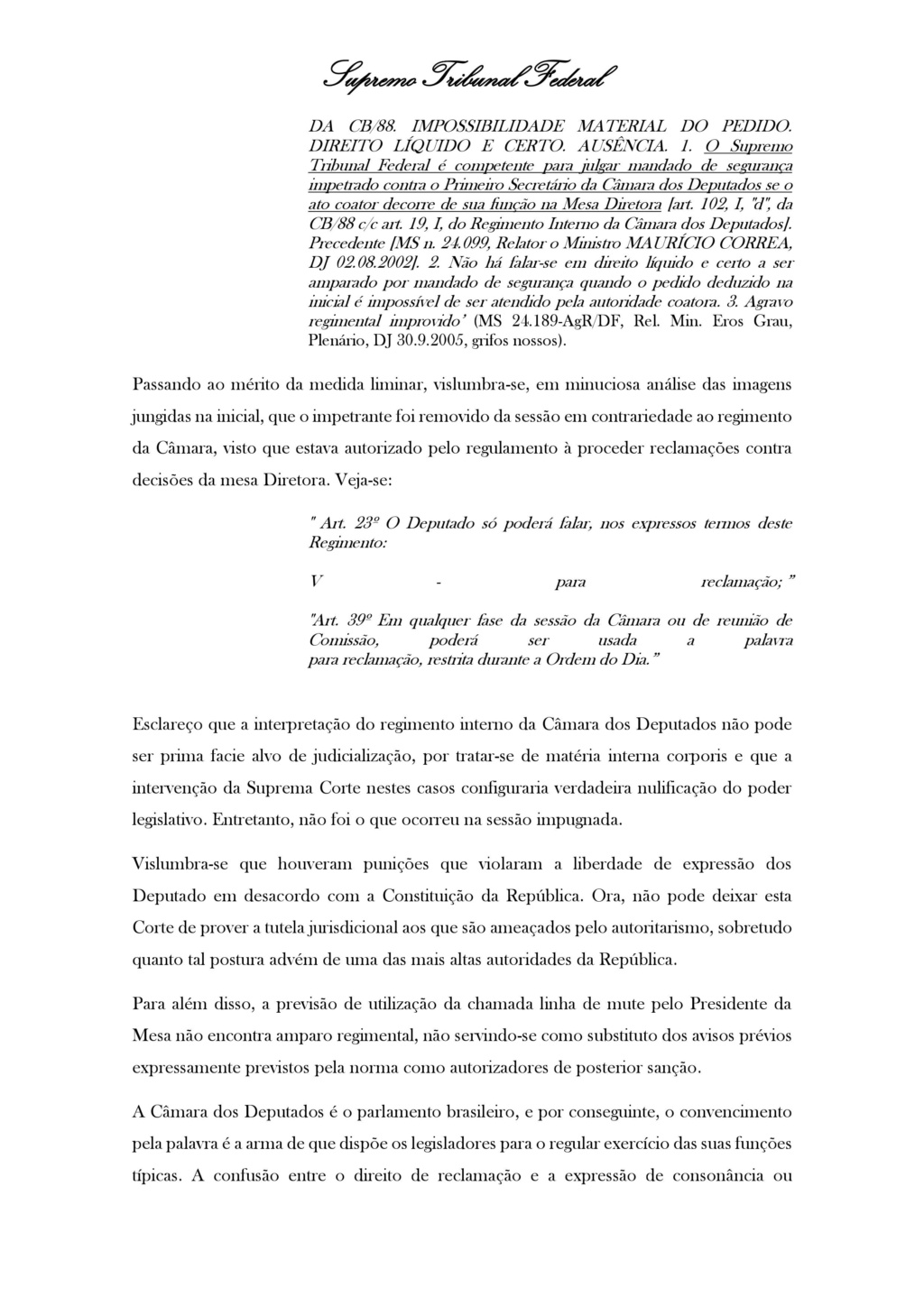 [Mandado de Segurança] 001/2020 - Contra abuso de prerrogativas regimentais da Mesa Diretora 000210