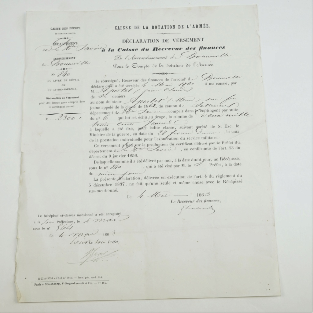 Certificat d exonération de service Haute Savoie 1863 Dsc03915