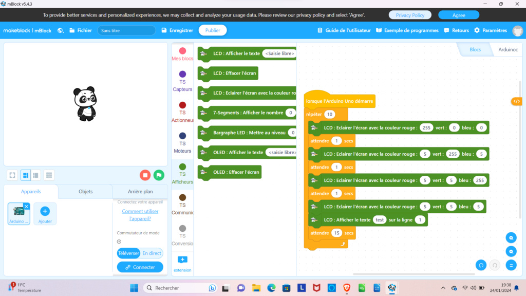 pb d'affichage sur LCD grove avec arduino programmé par Mblock  Captur10