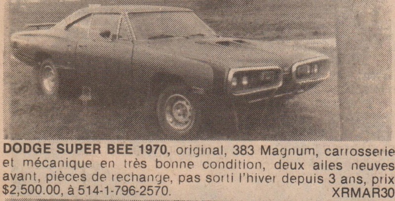 vendre - Serie: Des Dodge intéressant qui ont été  a vendre ici au Québec 70s 80s - Page 3 Bee70_12