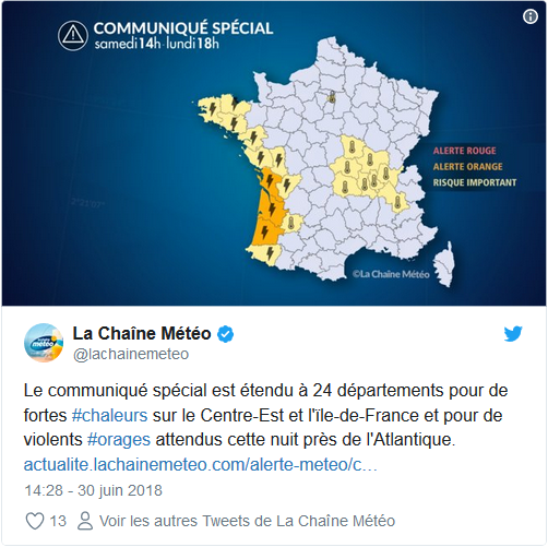 Météo. Fortes chaleurs et canicule ce samedi, violents orages ce dimanche dans l'Ouest Captur15