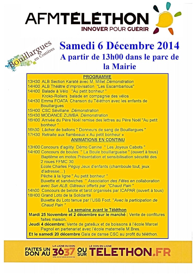 Téléthon 2014 - Samedi 6 décembre à Bouillargues Affich10
