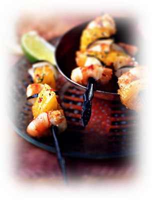 Brochettes de gambas à l'ananas Broche10