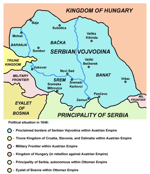 خريطة مقاطعة فويفودينا الصربية سنة 1848 Vojvod10