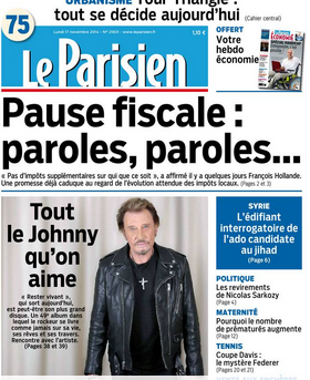 Le parisien L'humanité, le figaro et vous..Johnny dans les bacs.. Captur15