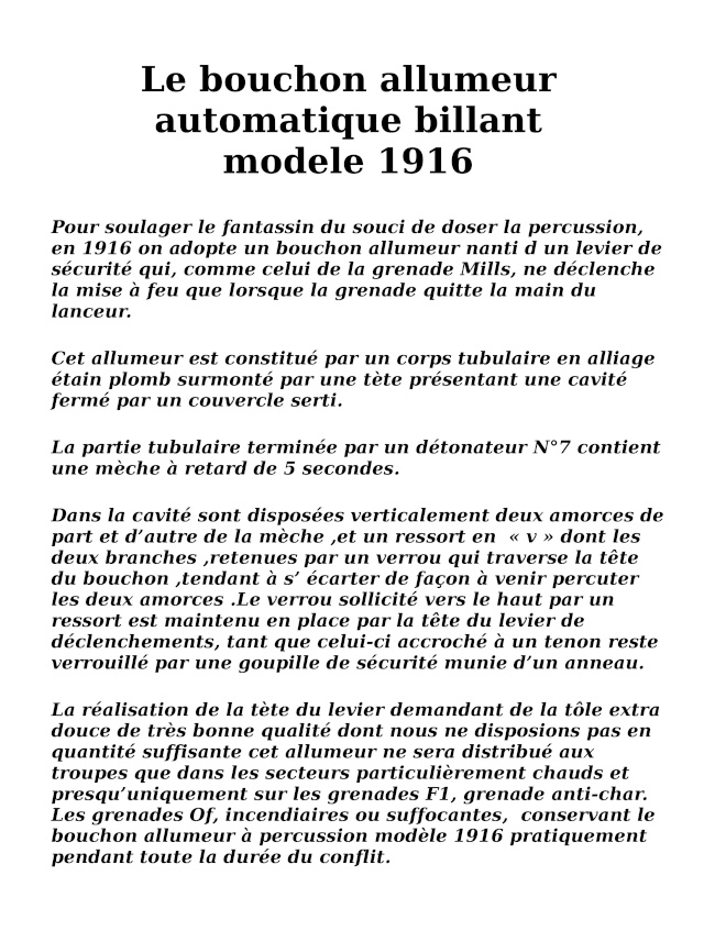 bouchons allumeurs modèle 1915 et 1916 3020