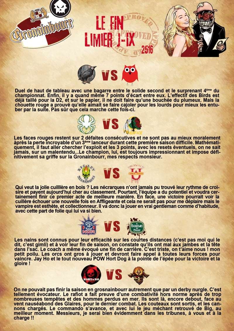  [J9]Rapports de matchs Limier12