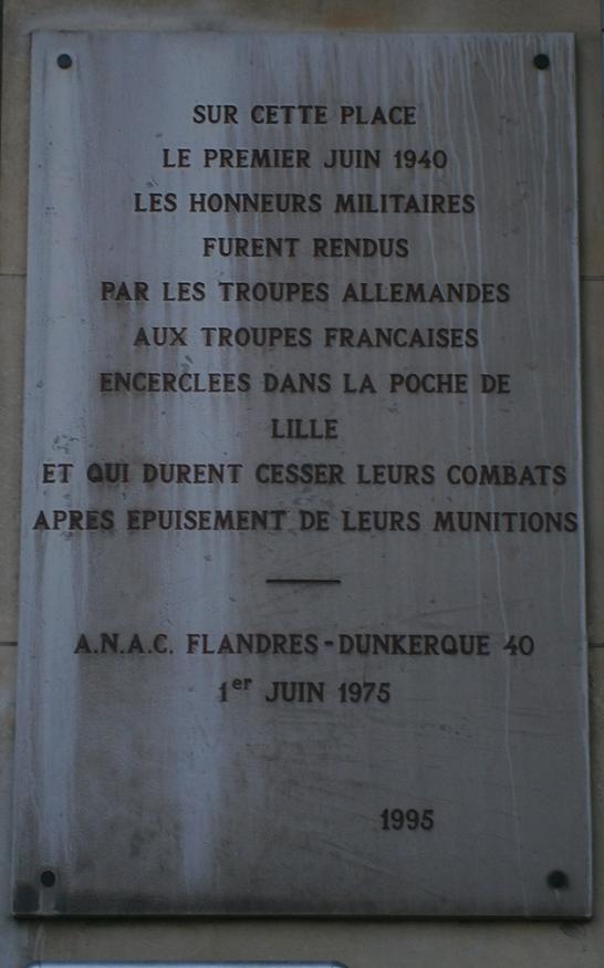 La plaque commémorative des combats de LILLE de mai/juin 1940. Photo_10