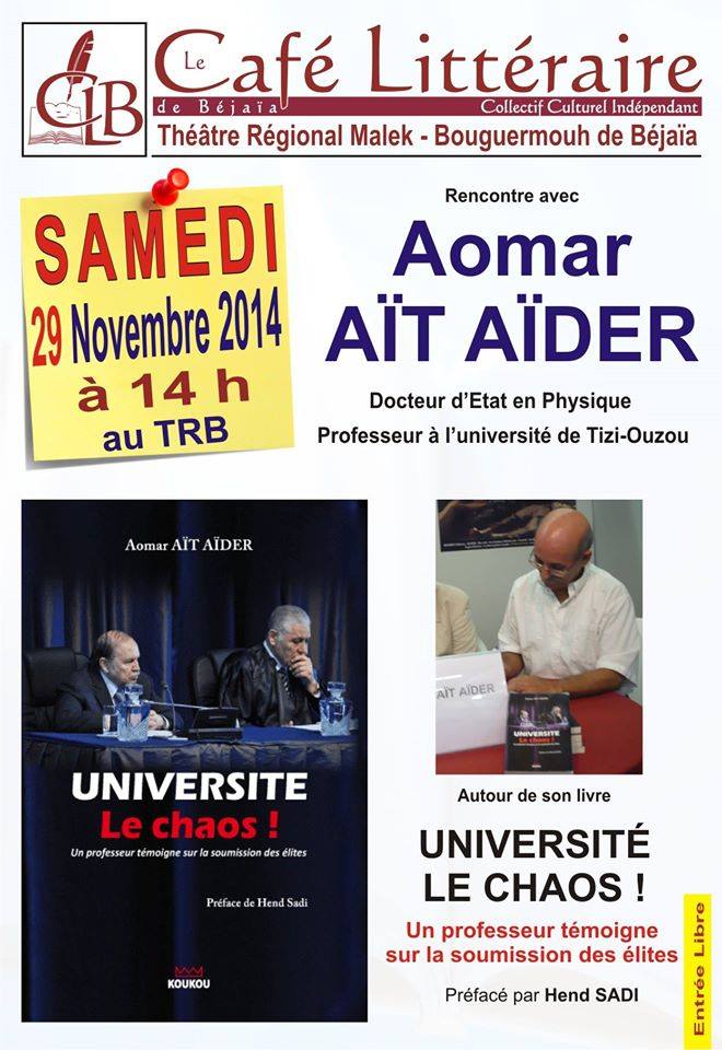 Aomar Aït Aïder prochain invité au Café Littéraire de Béjaia  Aomar_10