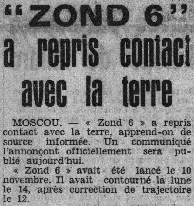 10 novembre 1968 - Zond 6 - survol lunaire et retour réussi 68111910