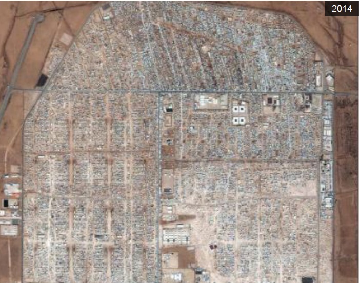 المساحة التي خصصت الأردن للاجئين السوريين مخيم الزعتري 81000 ألف لاجىء 210