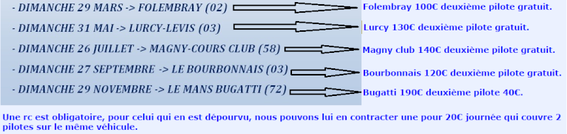 CALENDRIER OFFICIEL 100% PISTE "SAISON 2015" Tarif_10