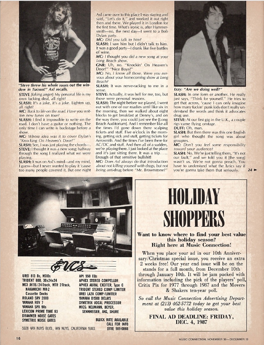 1987.11-12.DD - Music Connection - Tattooed Love Boys Take A Shot in the Dark (Axl, Slash, Duff, Izzy, Steven) Axe610