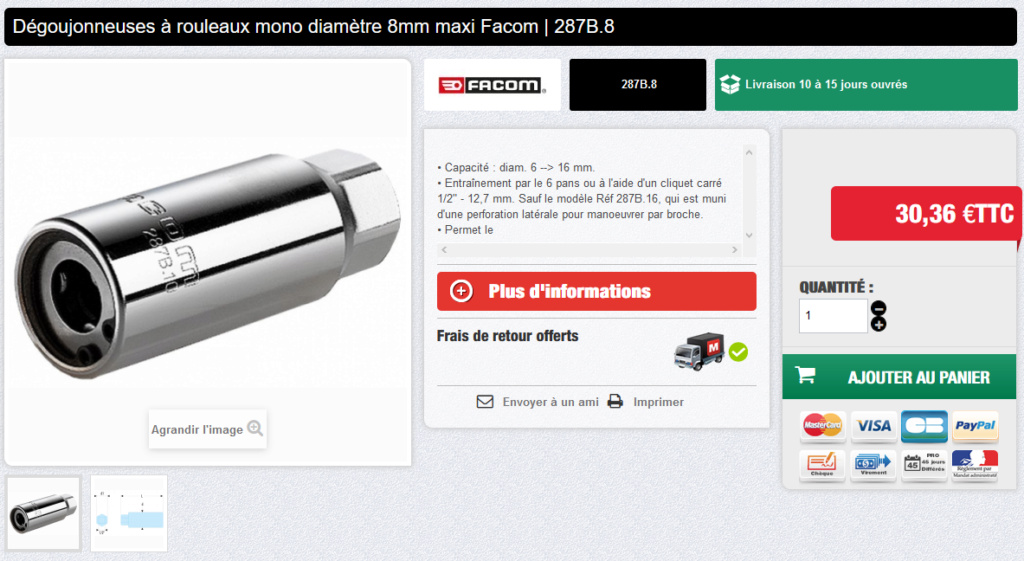 recherche informations sur extraction de goujons grippés Facom10