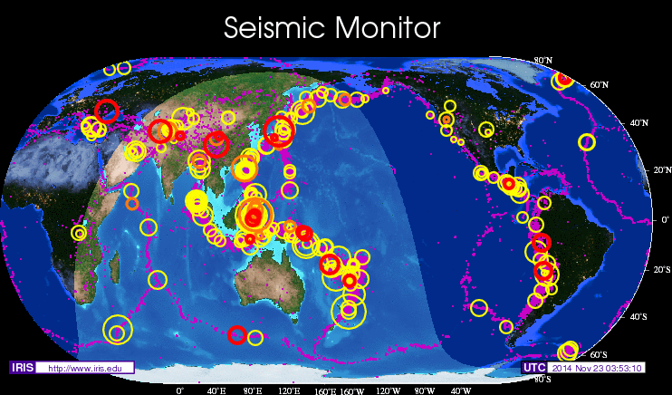 Карта сейсмоактивности онлайн Topmap10