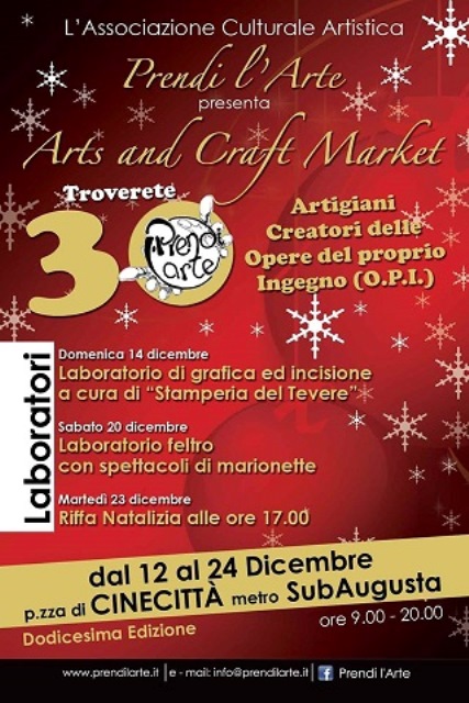 "Arts and Craft Market": mercatino natalizio a Cinecittà-RM! Locand10