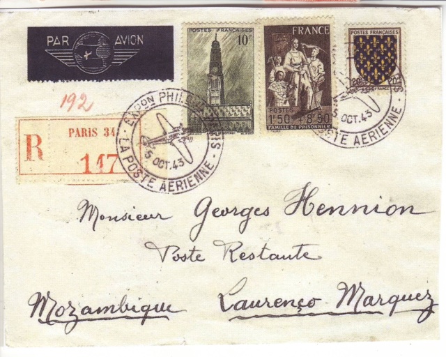 Qui connaît le Tarif postal de France vers le Mozambique en 1943 ? 15000910