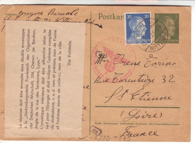 Etiquette d'intruction pour l'envoie du courrier vers les STO. 3002310