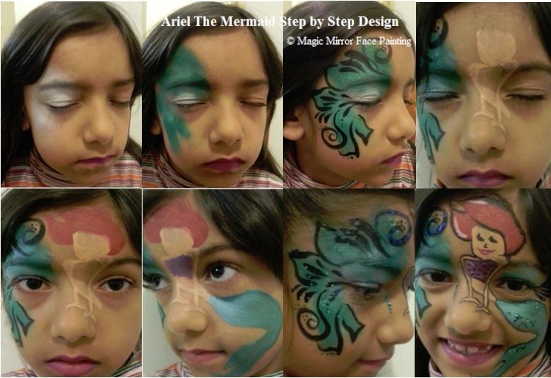 Ariel the mermaid face painting step by step Step_b14