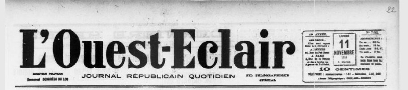  1918/11/11 L'Ouest-Éclair (Rennes)   Ouest10