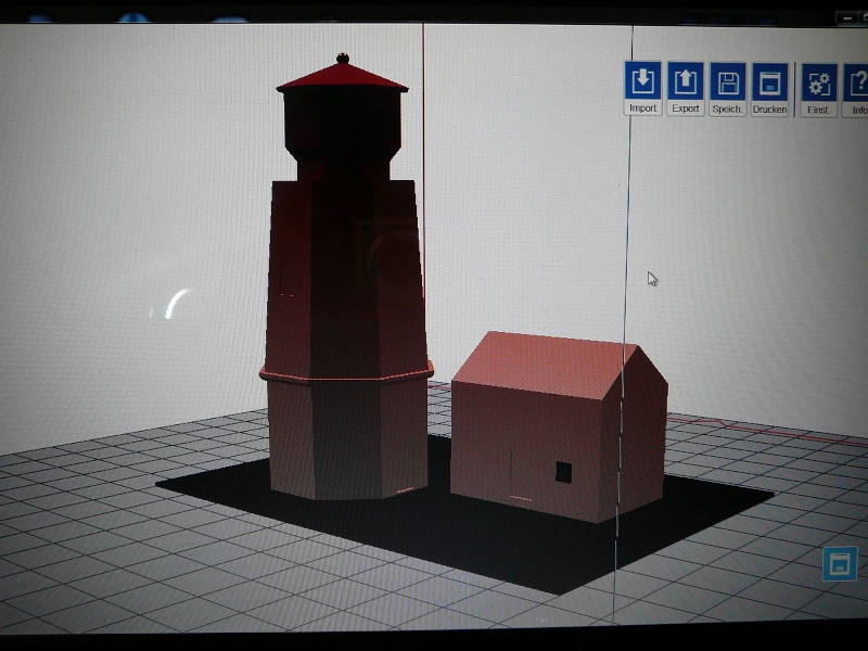 Ein Phantasieleuchtturm als 3D-Modell fertig gebaut von guennie P1170314
