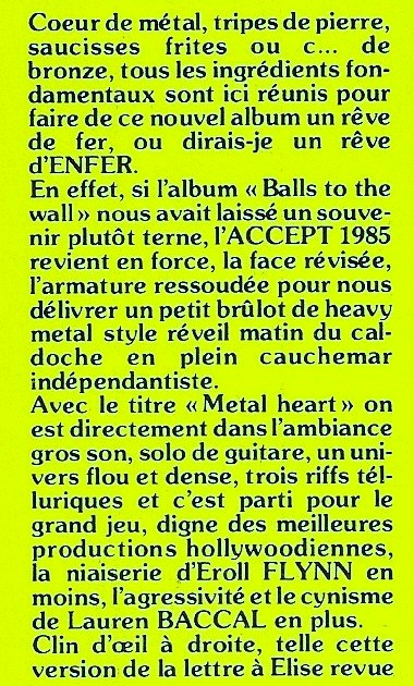 Accept - 1985 - .Metal heart Numari25
