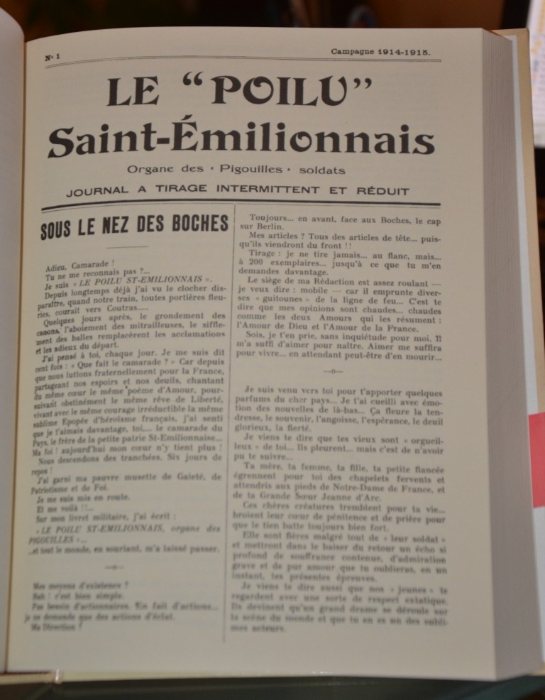 EDITION DE LA COLLECTION DES JOURNAUX DE TRANCHÉES LE POILU SAINT EMILIONAIS 00810