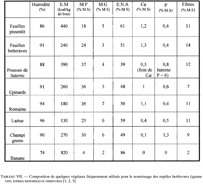 Valeur nutritive des insectes et des végétaux Vegeta10