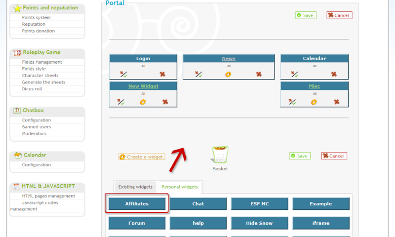 how to add an affiliate to a portal? Screen11