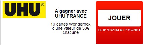 9.12 Tas Bons plans des marques 10 cartes Wonderbox de 50 euros DLP:31/12/2014 Abonne30