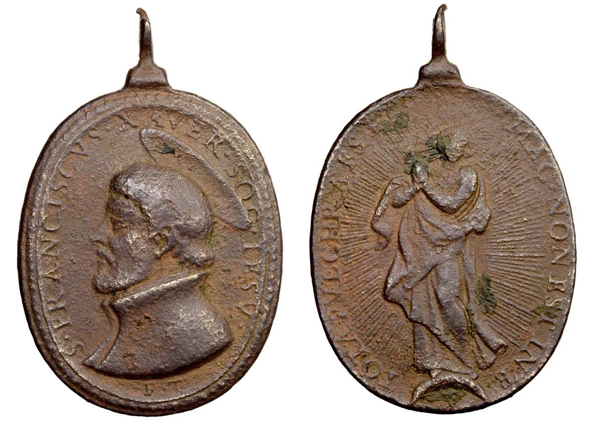 Medalla San Francisco Javier / Inmaculada S. XVII - Firma FT (R.M. SXVII-O359) D051_d10