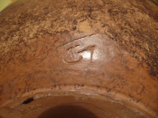 Vase paysage peint cerclage bronze au col monogramme en creux FG - François Girardet P1070219