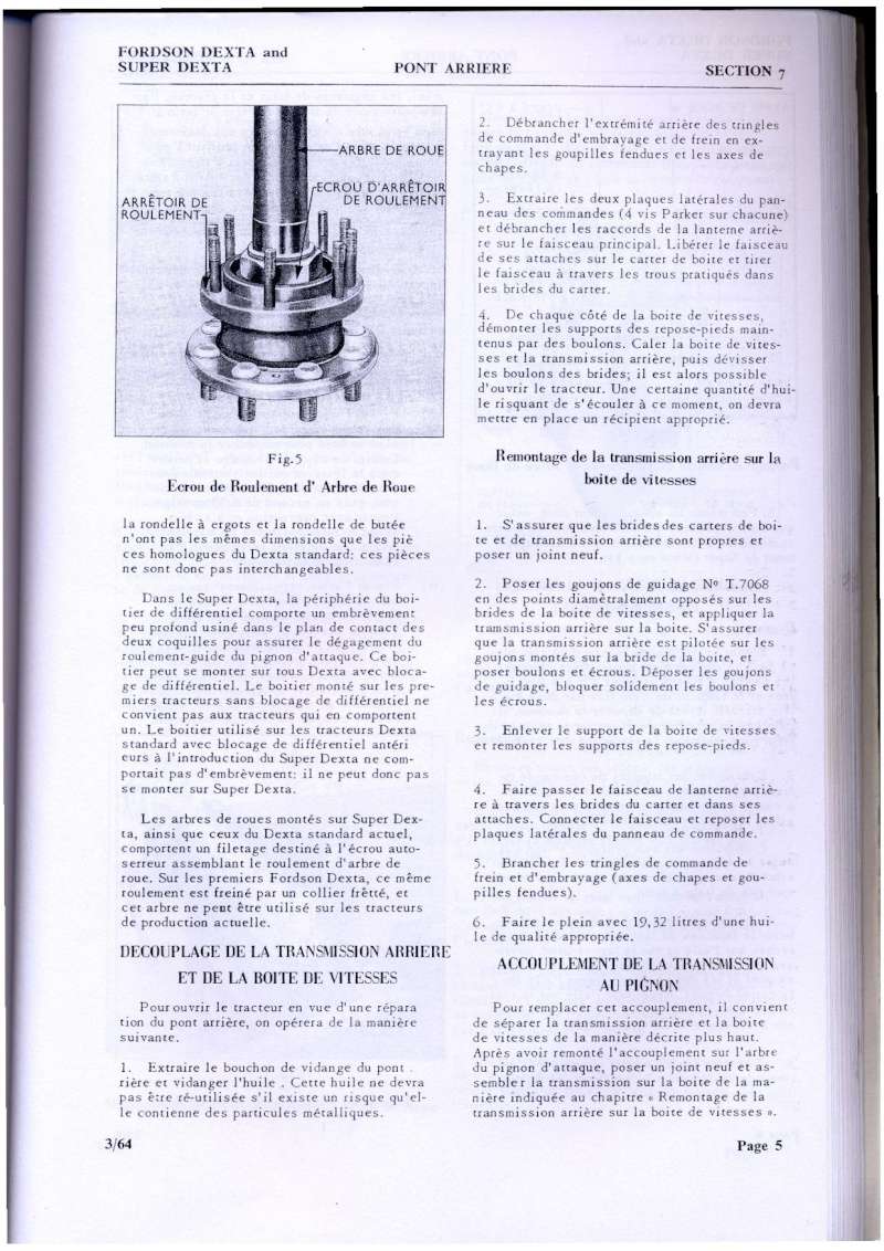 Fordson dexta (1963): fuite d huile au niveau des tambours de frein 4310
